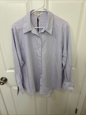 English Factory Men's Lavender and White Striped Dress Shirt